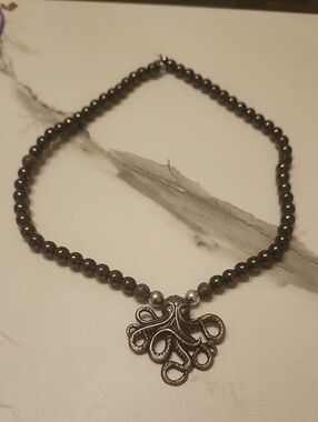 Handcrafted Tidal Guardian Hematite Beaded Necklace